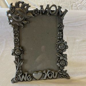 Vintage Pewter Mom We Love You 3.5x5” Picture Frame Sun Flowers